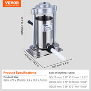 Load image into Gallery viewer, SucceBuy Manual Sausage Stuffer 7 L / 15 LBS Vertical Food-Grade 304 Stainless Steel for Home Kitchen Restaurant 23.2lbs - AMOCART
