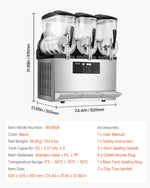 SucceBuy 3-36L Commercial Slushy Machine 1-3 Tanks Stainless Steel Margarita Smoothie Frozen Drink Maker for Home Restaurants