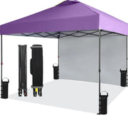 Load image into Gallery viewer, 10x10FT Pop Up Gazebos Canopy Tent with Removable Sidewall, One-Push Instant Setup Outdoor Canopy Shelter with Vented Roof, Roller Bag &amp; Sandbags for Beach Camping Market
