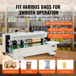 SucceBuy Horizontal Bag Band Sealing Machine Continuous Band Sealer Machine Carbon Steel for 0.02-0.8 mm Plastic Bags Films