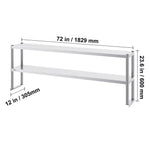 Amocart Stainless Steel kitchen worktable Overshelf with Height Adjustable Overshelf Prep Work Table for Kitchen Restaurant