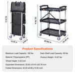 SucceBuy 3 Tier Folding Rolling Utility Cart Storage Shelf Movable Gap Rack Serving Cart Slide Organizer for Kitchen Bathroom