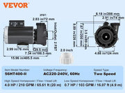 Load image into Gallery viewer, SucceBuy 2 Speed SPA Pump 48/56-Frame AC110-120V SPA Pump 1.5HP/3HP/4HP High Speed 2'' Port 90° Rotational Interface for Hot Tub
