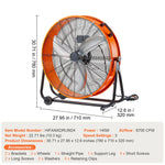 SucceBuy Drum Fan24 Inch High Velocity Shop Fan Use 3-Speed 8600CFM 360°0-2h Timer Fan to Warehouse Workshop Factory Basement
