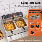 Load image into Gallery viewer, Amocart 12L Electric Deep Fryer w/Dual Removable Tanks Commercial Countertop  Fryer for Chicken French Fries Frying Chips
