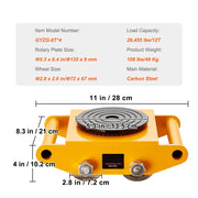 Charger l'image dans la visionneuse de galerie, SucceBuy Machinery Skate Dolly Industrial Heavy Duty Mover with Handle 360° Swivel Wheels Non-Slip Cap for Warehouse Workshop
