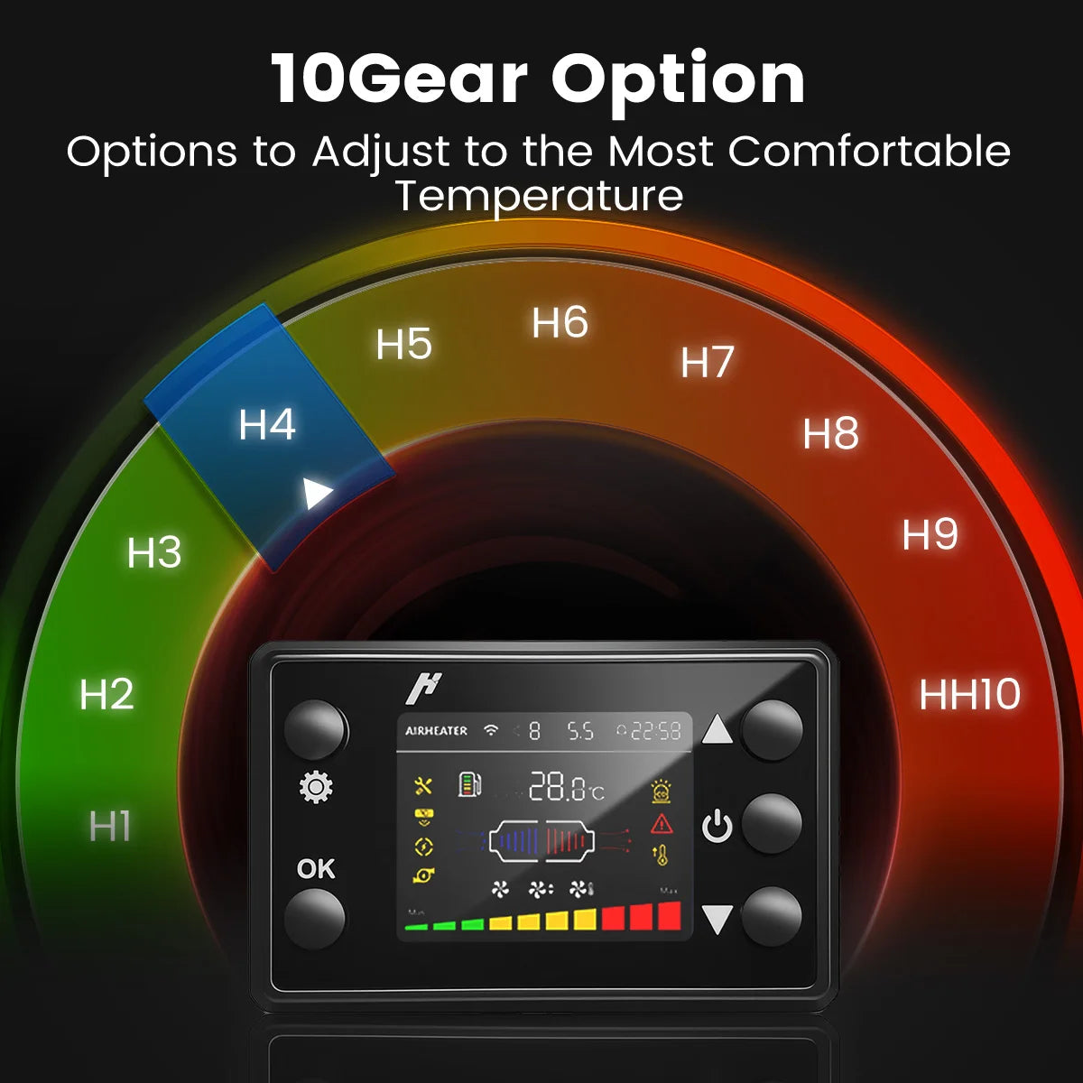 Hcalory HC2-S Diesel Air Heater 8KW 3.5L Built-in Tank Bluetooth Remote Thermostat DC12V/24V AC110-130V Portable Heating Unit for Camping Vehicle Amocart