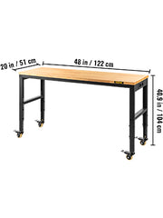 Load image into Gallery viewer, Amocart 2000 lbs Adjustable Garage Workbench 48/61" L x 20" W Work Table with 28.3"-38.1" Height &amp; Hardwood Top for Office Home
