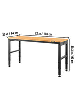 Amocart 2000 lbs Adjustable Garage Workbench 48/61" L x 20" W Work Table with 28.3"-38.1" Height & Hardwood Top for Office Home