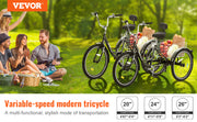 Bild in Galerie-Viewer laden, SucceBuy 20inch 7 Speed Adult Tricycles Bike Adult Trikes 3-Wheeled Bicycles Carbon Steel Cruiser Bike with Basket
