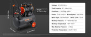 Load image into Gallery viewer, Amocart Silent Air Compressor 9L 18L 24L 35L Quiet Oil-free Portable Air Pump for Home Repair Tire Inflation Whisper Compressor
