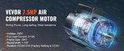 Charger l'image dans la visionneuse de galerie, Amocart 7.5HP Air Compressor Motor 230V 31.6Amps Electric Single Phase Motor 3450RPM 184T Frame for Compressors CW/CCW Rotation
