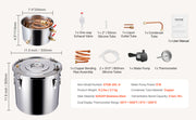 Bild in Galerie-Viewer laden, SucceBuy Alcohol Still 3 5 8Gal Stainless Steel Water Alcohol Distiller with Copper Coil Home Brewing Refining Fermentation Kit
