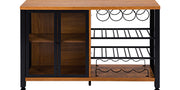Bild in Galerie-Viewer laden, SucceBuy 47/55inch Industrial Bar Cabinet Wine Bar Cabinet Table with Wine Rack &amp; Glass Holder for Dining Living Room Rustic Oak
