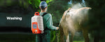 SucceBuy Battery Powered Backpack Sprayer Adjustable Pressure 4 Gallon Tank with 8/ 6 Nozzles 2 Wands for Weeding Spraying Cleaning