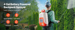 SucceBuy Battery Powered Backpack Sprayer Adjustable Pressure 4 Gallon Tank with 8/ 6 Nozzles 2 Wands for Weeding Spraying Cleaning
