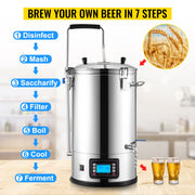 Load image into Gallery viewer, Amocart 35L110/220V 304Stainless Steel All-in-One Home Beer Brewer Electric Brewing System with Pump Brewing Beer Equipment Kit

