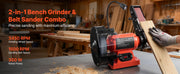 Load image into Gallery viewer, Amocart 8" Bench Grinder &amp; 2" x 28" Belt Sander Combo 350W Professional Sanding Machine with LED Work Light for Metalworking
