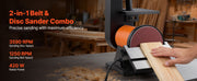 Charger l'image dans la visionneuse de galerie, Amocart 6in Disc Sander &amp; 2in x 42in Belt Sander 420W Bench Belt Disc Sanders Combo for DIY Woodworking Furniture Refinishing
