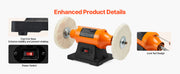 Load image into Gallery viewer, Amocart 1/2HP Bench Buffer Polisher 6-inch 3450RPM Single Speed  with 2PCS Cloth Wheels Cast Iron Base for Metal Wood Polishing
