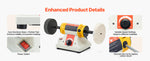 Amocart Bench Buffer Polisher 1/2HP 0 to 8000RPM with 4"Cloth Wheel 3"Grinding Wheel 3"Fiber Wheel for Metal Jewelry Plastic