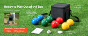 Bild in Galerie-Viewer laden, Amocart Bocce Ball Set 8 Resin Balls with Pallino Carry Bag and Measuring Rope Multi Color for Beach Lawn and Backyard Games
