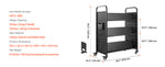 SucceBuy Rolling Library Book Cart 330lbs Capacity 30.3x15x48.0In Single Sided V-Shaped Shelves w/ 3 In Lockable Wheels for Home