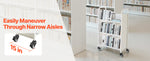 SucceBuy Rolling Library Book Cart 330lbs Capacity 30.3x15x48.0In Single Sided V-Shaped Shelves w/ 3 In Lockable Wheels for Home