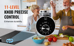 Amocart 12 inch Electric Cooktop 2 Burners Built-in Electric Stove Top Ceramic Top Radiant Cooktop w/ Glass Panel Knob Control