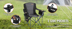 Amocart Camping Folding Chair for Adults Portable Quad Lumbar Back Padded Arm Chairs with Side Pockets for Beach, Lawn, Picnic