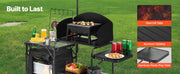 Load image into Gallery viewer, Amocart Camping Kitchen Table Folding Camp Cook Station Aluminum Portable Cook Station with Cupboard, Carrying Bag Windscreen
