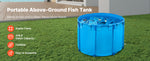 Amocart Canvas Fish Pond 448.8Gal Above Ground Fish Pond, Foldable PVC Koi Tank with Frame and Drain Valve for Aquaculture Blue