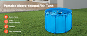 Charger l'image dans la visionneuse de galerie, Amocart Canvas Fish Pond 448.8Gal Above Ground Fish Pond, Foldable PVC Koi Tank with Frame and Drain Valve for Aquaculture Blue
