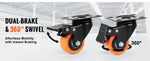 Amocart 2-6in PVC Furniture Caster Wheels Set of 4 Swivel Plate Casters with Security A/B Lock Non-Marking for Cart Workbench