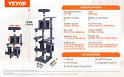 Bild in Galerie-Viewer laden, Amocart Cat Tree for Indoor Cats Cat Tower with Cat Condo Sisal Scratching Post HammockTop Perch Jumping Platforms Dark Grey
