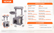 Bild in Galerie-Viewer laden, Amocart Cat Tree for Indoor Cats Cat Tower with Cat Condo Sisal Scratching Post HammockTop Perch Jumping Platforms Dark Grey
