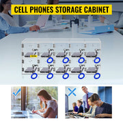 Bild in Galerie-Viewer laden, Amocart Cell Phone Storage Locker 10/20 Slots Acrylic Material w/ Door Locks &amp;Keys Wall-Mounted Cabinet Pocket Office Classroom
