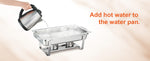 Amocart 8QT Rectangle Chafing Dish 2/4/6 Packs w/ Full Size Pans Buffet Catering Warmer Server Folding Stand Fuel Holder Tray
