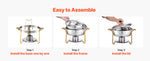 Amocart 4 Pack Chafing Dish Buffet Set Stainless Steel Chafer w/4 Full Size Pan Round Catering Warmer Server for Party Banquets