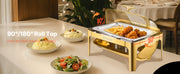 Bild in Galerie-Viewer laden, Amocart 9Qt Roll Top Chafing Dish Buffet Stainless Steel Chafer with Full Size Pan Visible Lid Rectangle Catering Warmer Server

