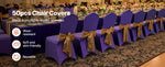 Amocart 50 Pcs Purple Chair Covers Polyester Spandex Chair Cover Stretch Slipcovers for Wedding Party Flat-Front Chair Covers