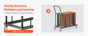 Bild in Galerie-Viewer laden, Amocart 300LBS Folding Chair Rack Cart L-shape Horizontal Placement with Rubber Wheels Metal Chair Storage Dolly for 25 Chairs
