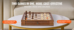 SucceBuy Solid Wood Chess Set  2-IN-1 Chess Checkers Game Set Chess Board Games for Adults Kids Tournament Professional Beginner