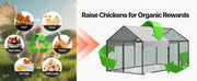 Load image into Gallery viewer, SucceBuy Metal Chicken Coop with Waterproof Cover &amp; Doors Spire Roof Poultry Run Compatible w/ Wooden Coops for Rabbit Hen Goose
