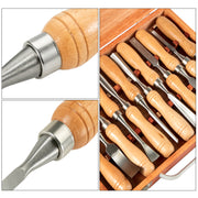 Charger l'image dans la visionneuse de galerie, SucceBuy Lot de 12 ciseaux à bois à main pour sculpture, couteaux de tournage pour tour à bois, outils de menuiserie professionnels pour artisanat sur bois
