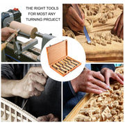 Charger l'image dans la visionneuse de galerie, SucceBuy Lot de 12 ciseaux à bois à main pour sculpture, couteaux de tournage pour tour à bois, outils de menuiserie professionnels pour artisanat sur bois
