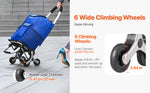 Amocart 36L Folding Shopping Cart Stair Climbing Handcart with Wheels & Oxford Cloth Bag Hand Truck for Grocery Laundry Storage