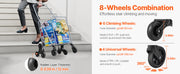 Charger l'image dans la visionneuse de galerie, SucceBuy Chariot de courses pliable 40 kg léger de rangement, chariot utilitaire d'escalier avec roues, chariot à main pour pique-nique et voyage en extérieur
