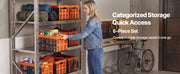 Bild in Galerie-Viewer laden, SucceBuy 45L 6PCS Plastic Collapsible Storage Bins with Handles Stackable Folding Storage Crates Containers for Home Organizing
