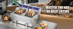 Amocart  Electric Deep Fryer w/Dual Removable Tanks 12L 5000W Commercial Countertop  Fryer for Chicken French Fries